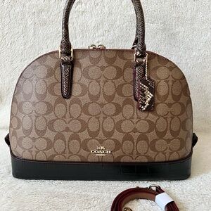 Coach Tan and Black Signature Satchel